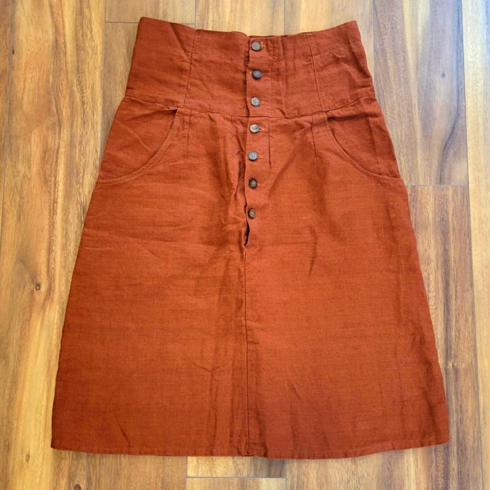 One of a kind handmade high waist linen skirt